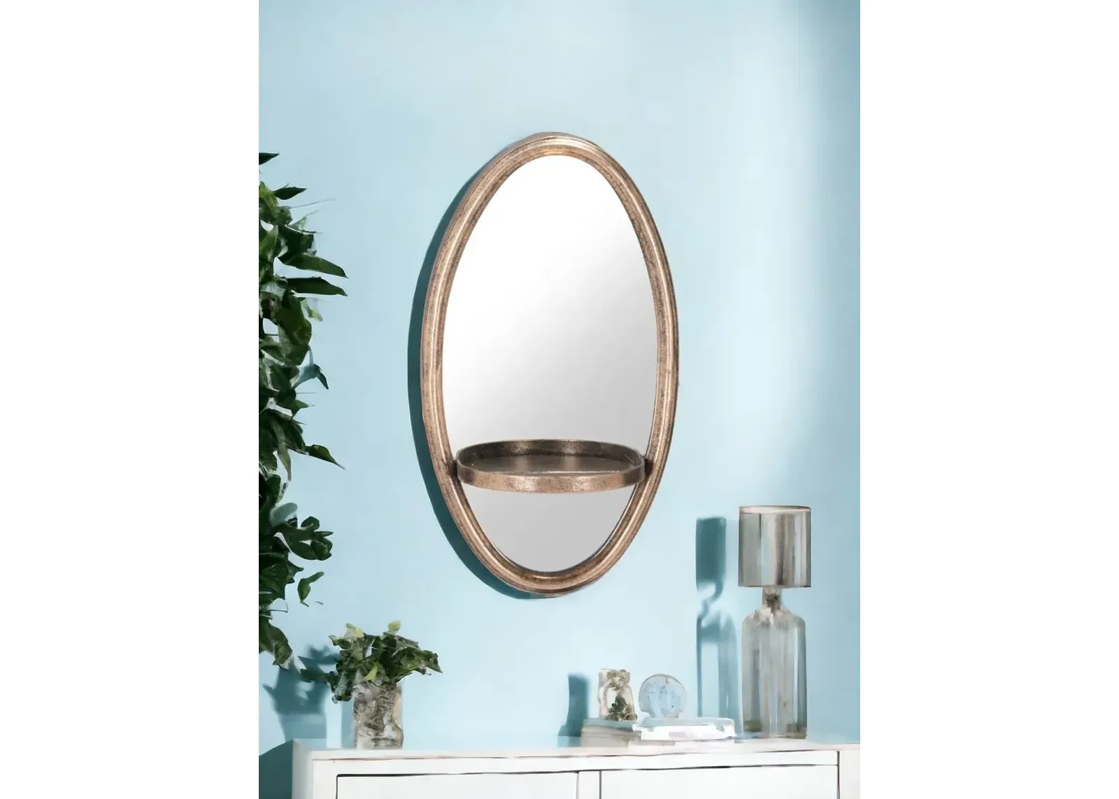 13" Oval Accent Framed Mirror - Gold