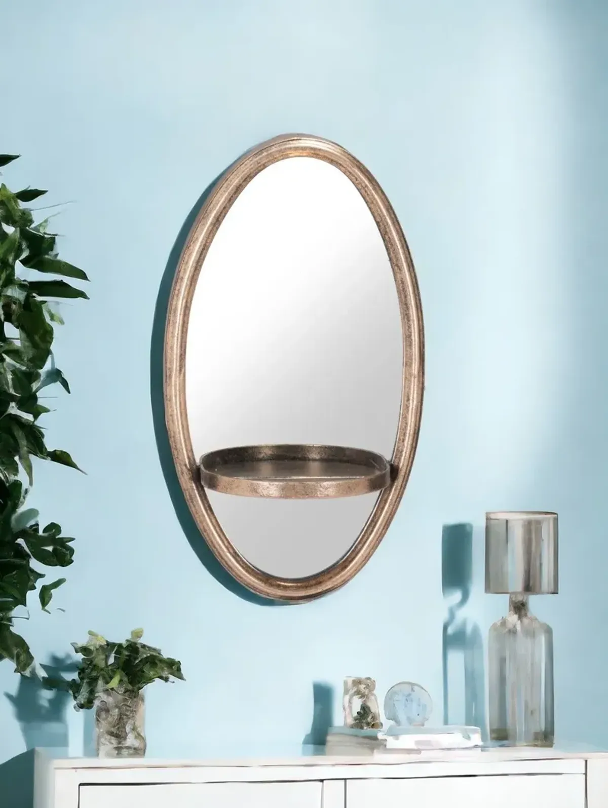 13" Oval Accent Framed Mirror - Gold