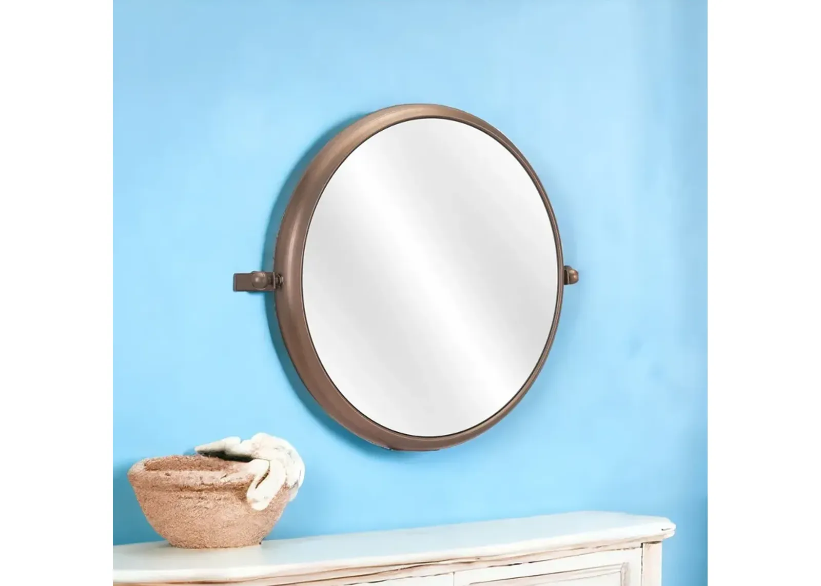 Industrial Round Mirror - Gold