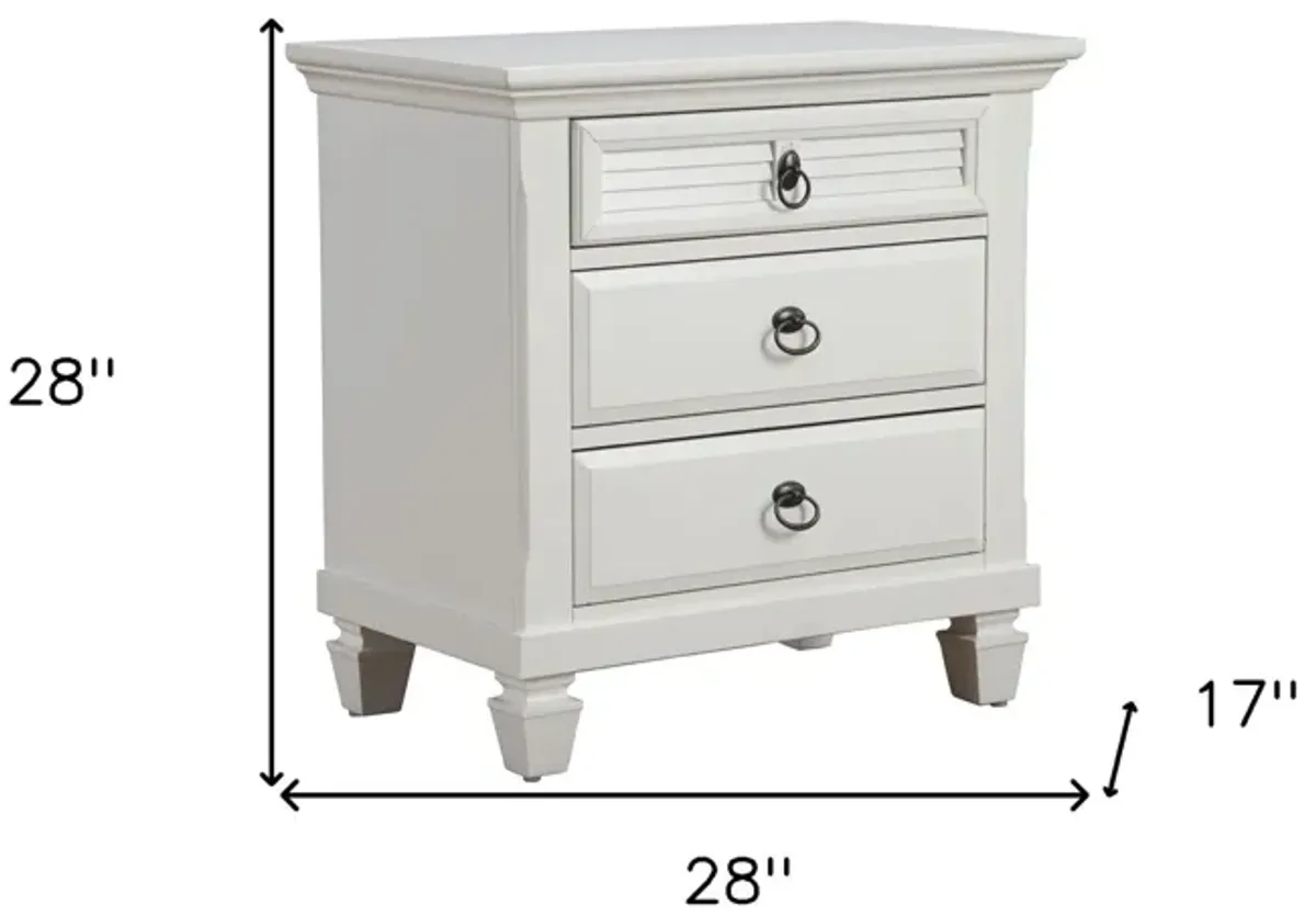 Plantation 3 Drawer Nightstand - White