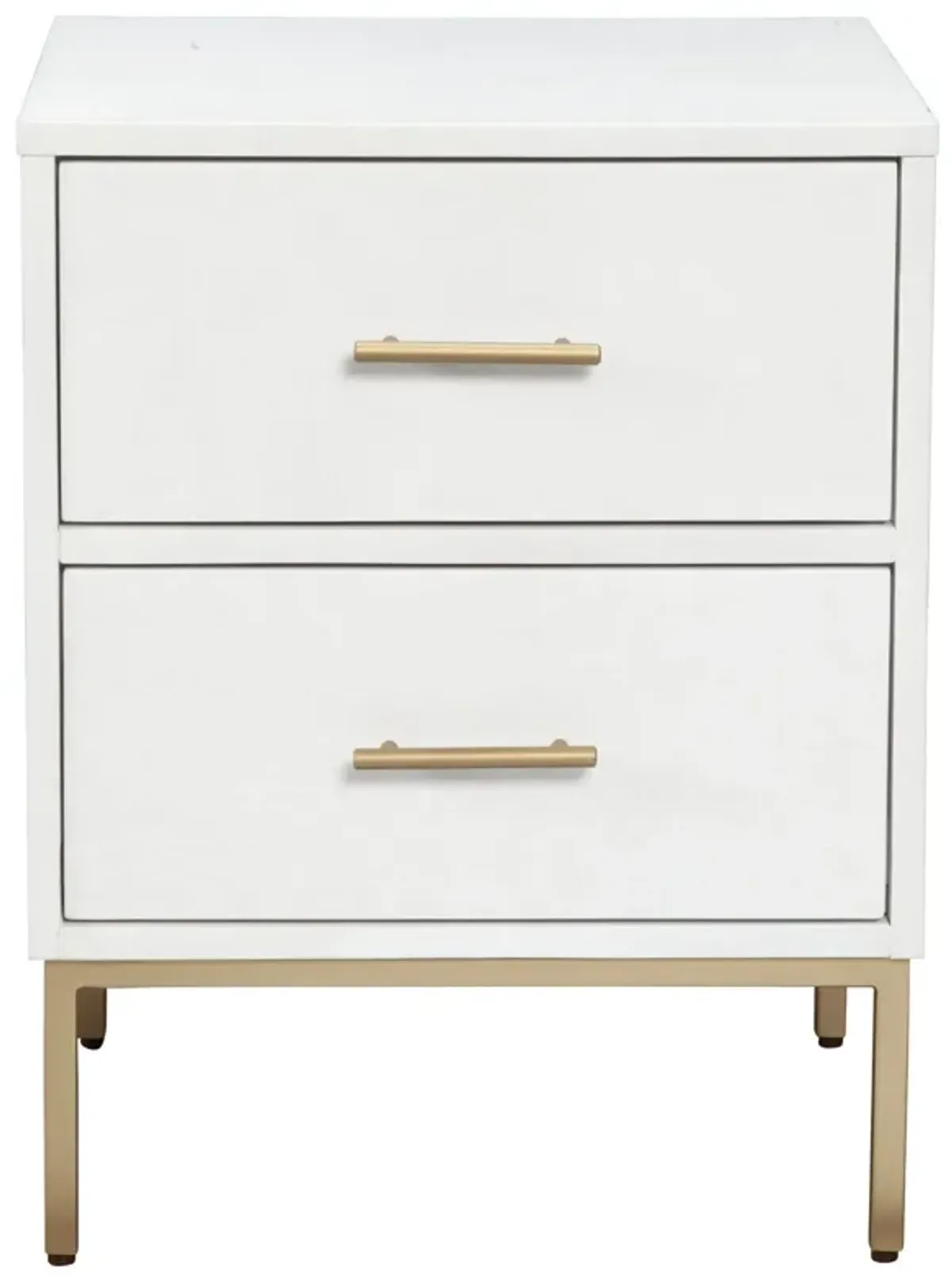 Lines 2 Drawer Nightstand - White / Gold