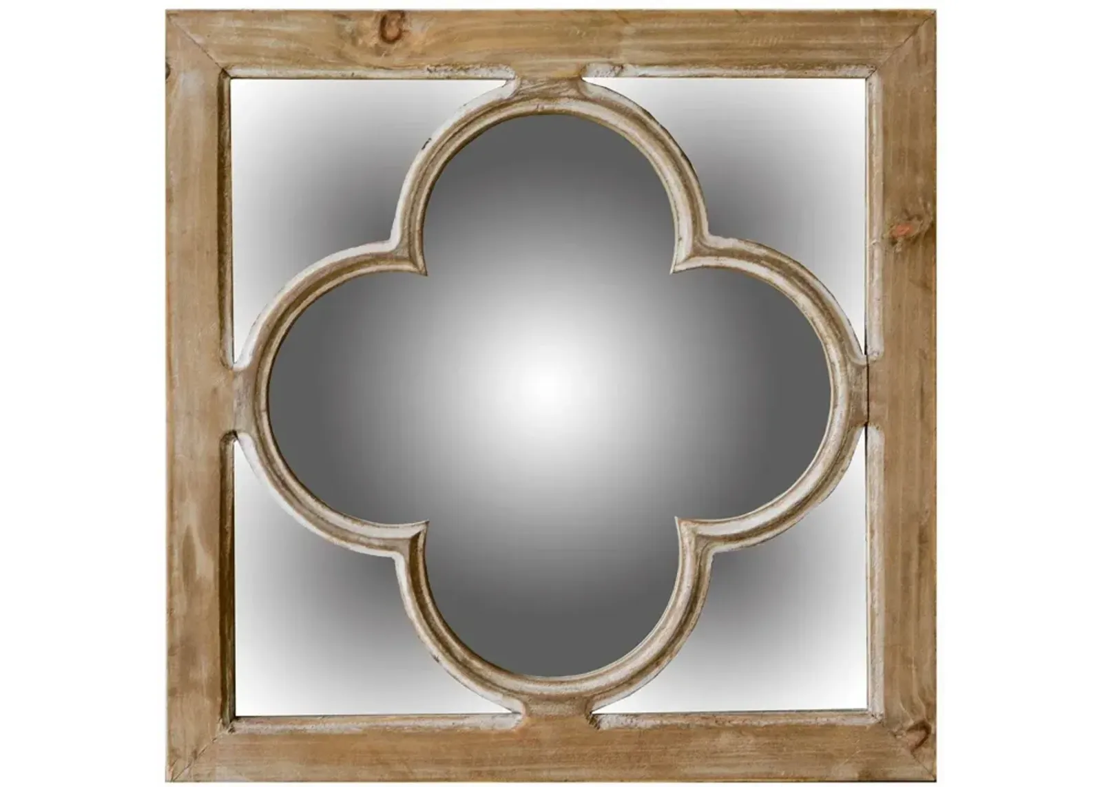 10" With Whitewash Square Wall Mounted Accent Mirror - Natural Brown