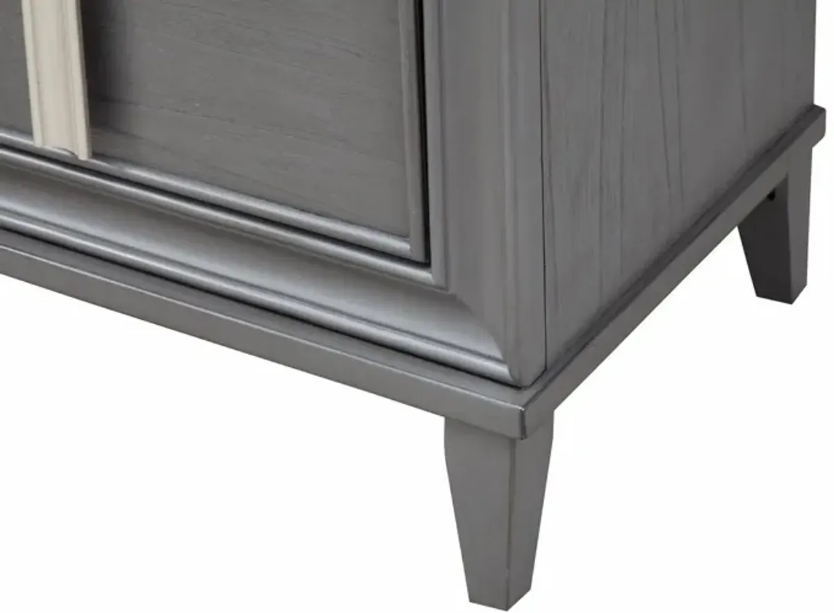 Two Drawer Contemporary Wood Nightstand - Dark Gray