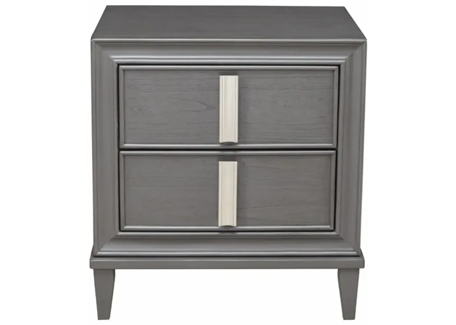 Two Drawer Contemporary Wood Nightstand - Dark Gray