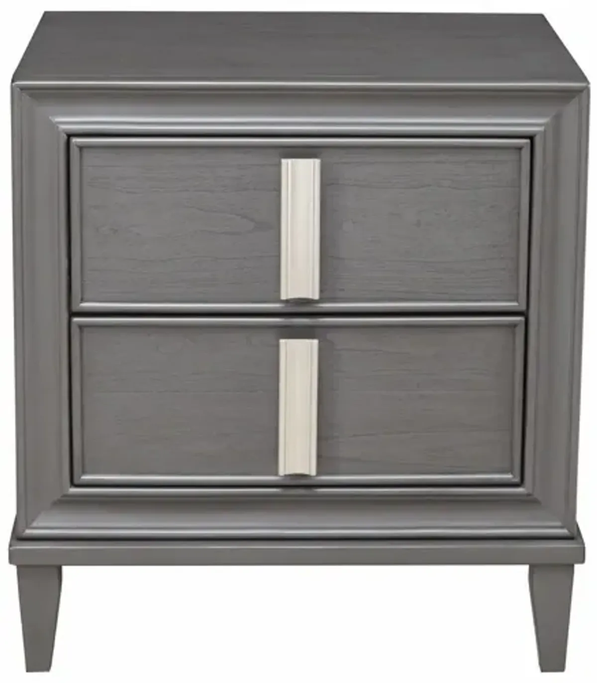 Two Drawer Contemporary Wood Nightstand - Dark Gray