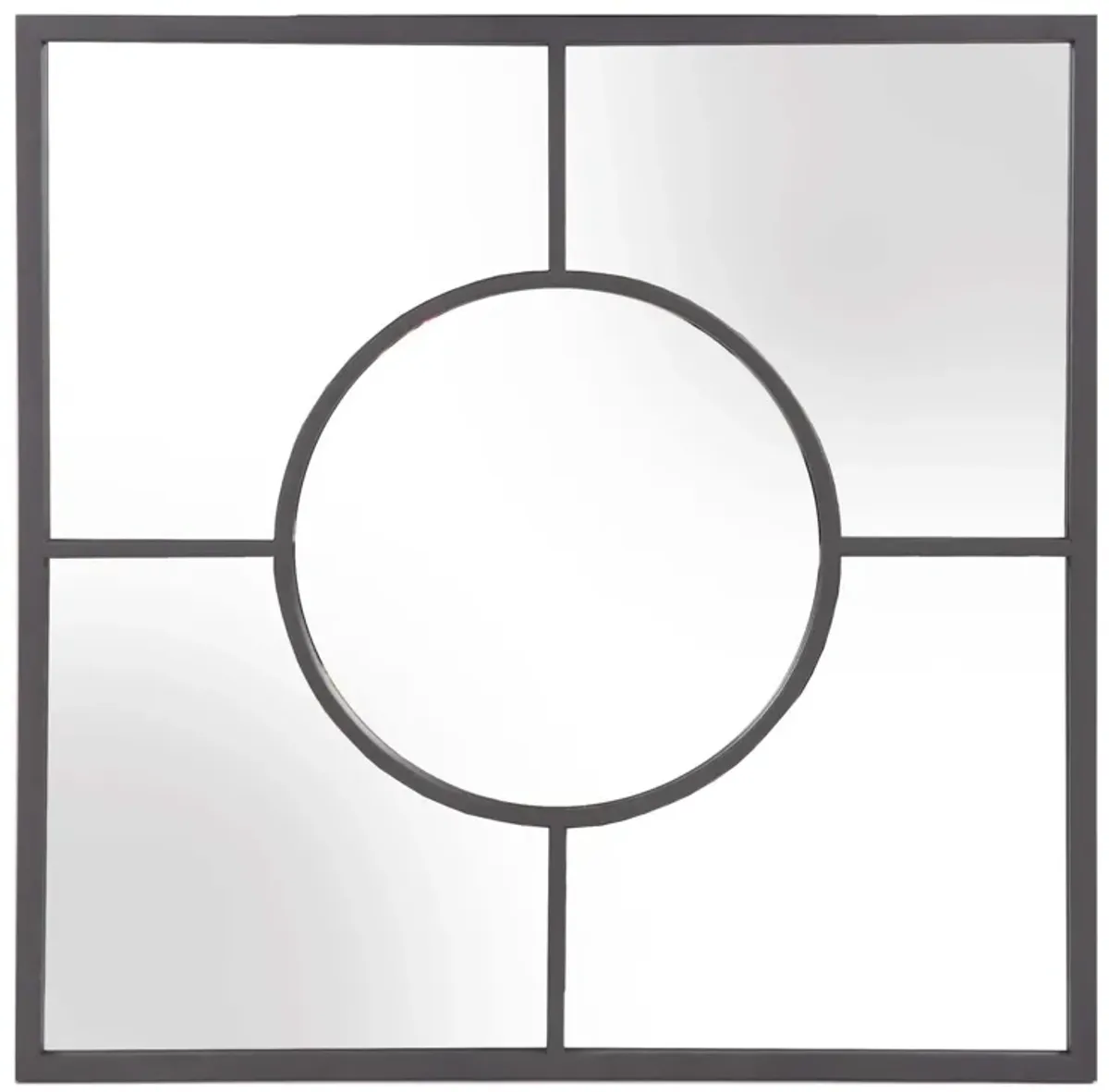 Geometric Design Square Metal Wall Mirror - Graphite