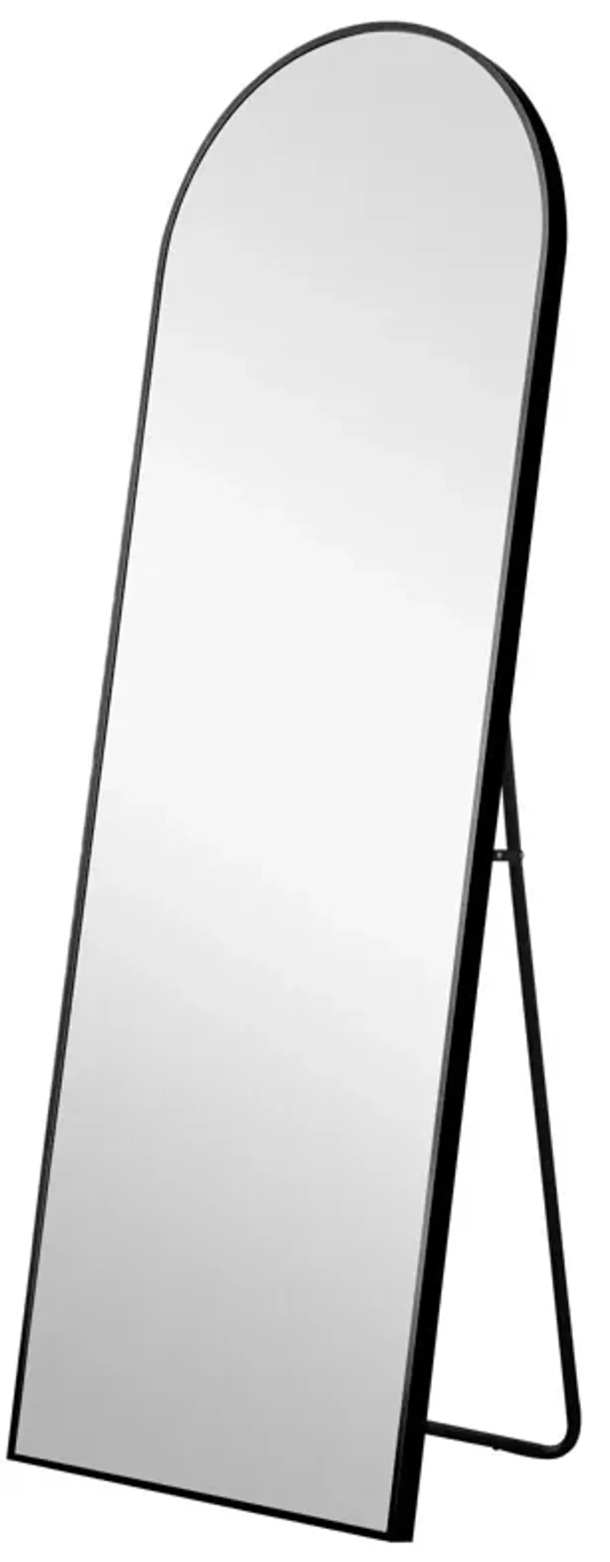 71" Arched Metal Narrow Frame Standing Mirror - Black