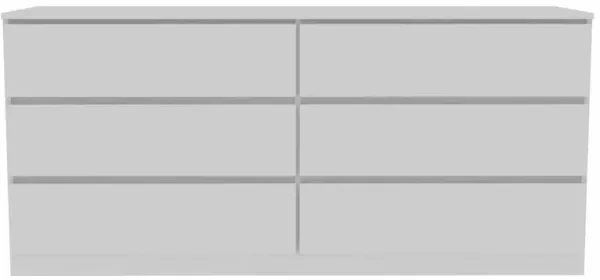 Six Drawer Double Dresser Wooden - White