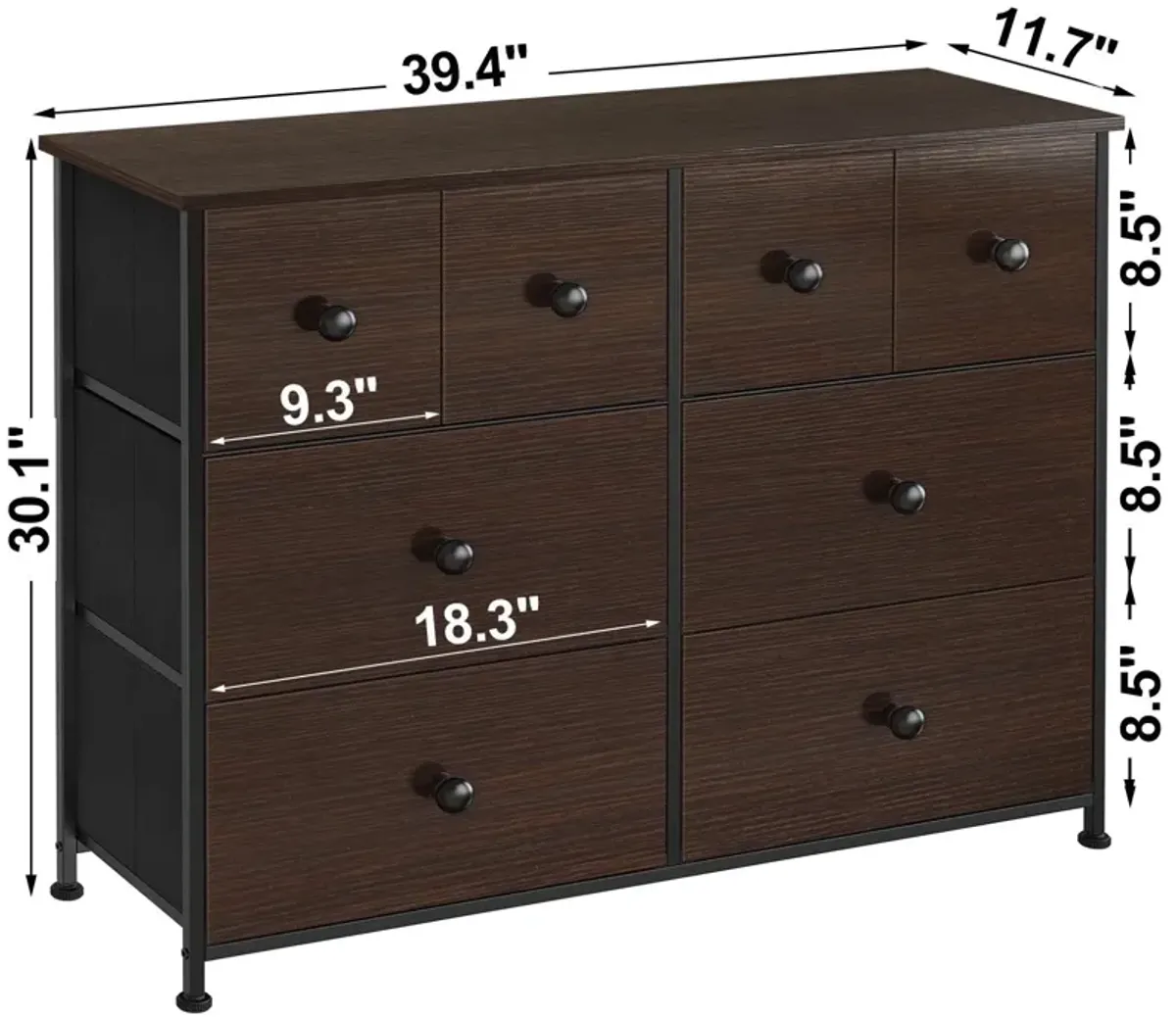 Fabric Bin And Manufactured Wood Eight Drawer Dresser - Brown Rustic