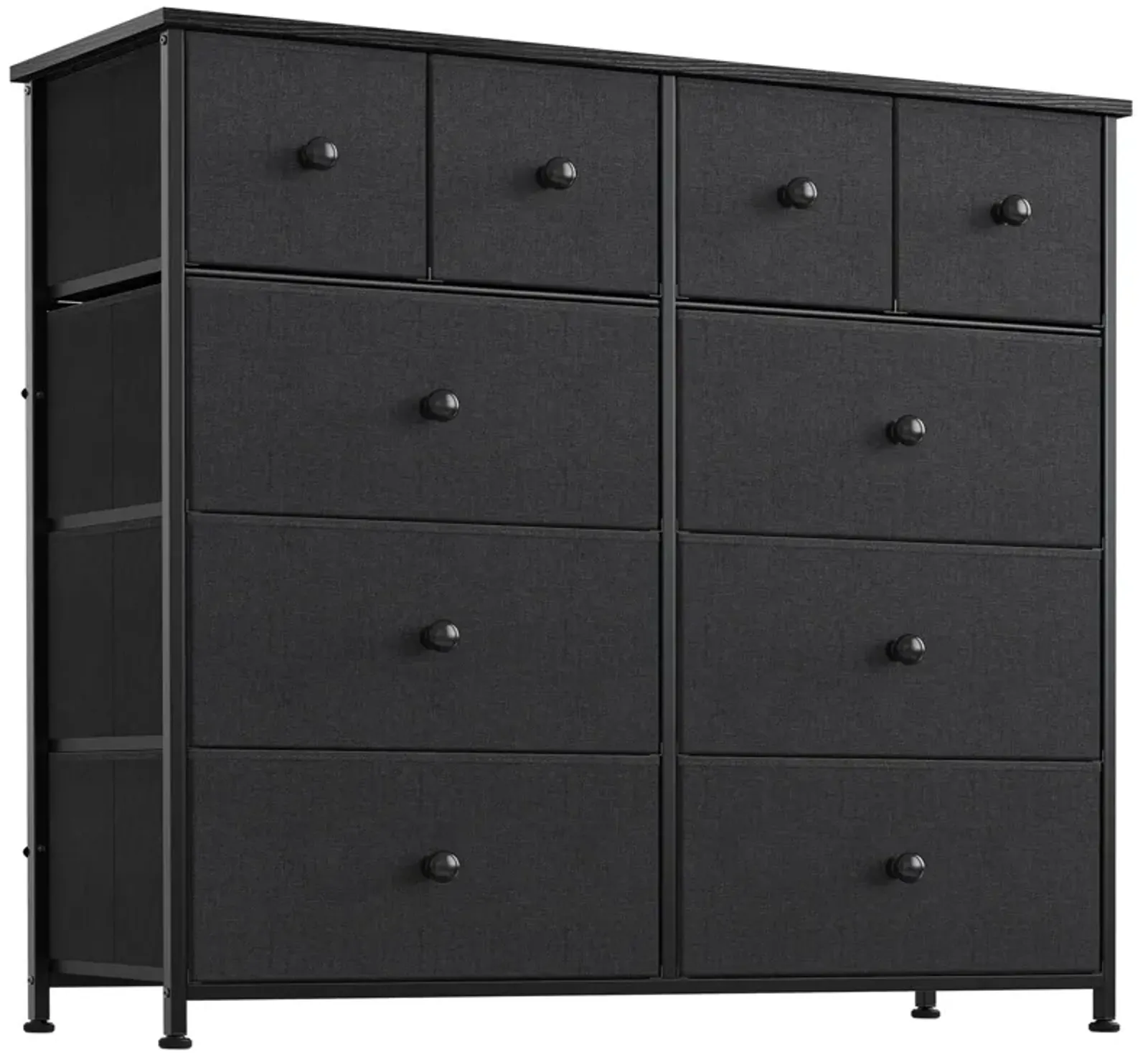 Ten Drawer Fabric Dresser - Black / Gray