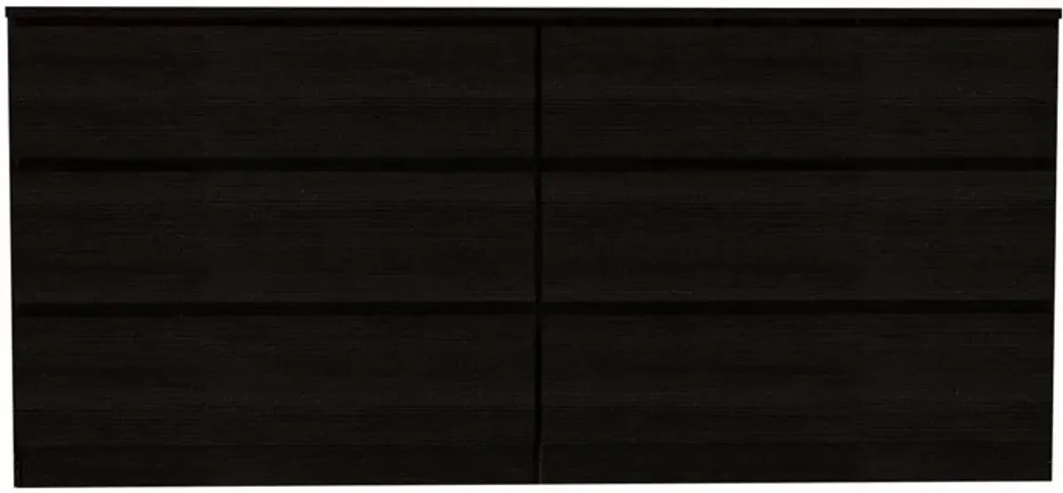 Six Drawer, Double Dresser - Black