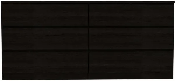 Six Drawer, Double Dresser - Black