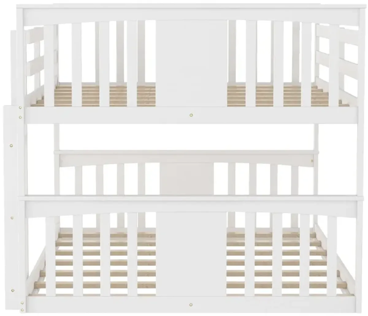 Full Over Full Classic Bunk Bed with Ladder - White