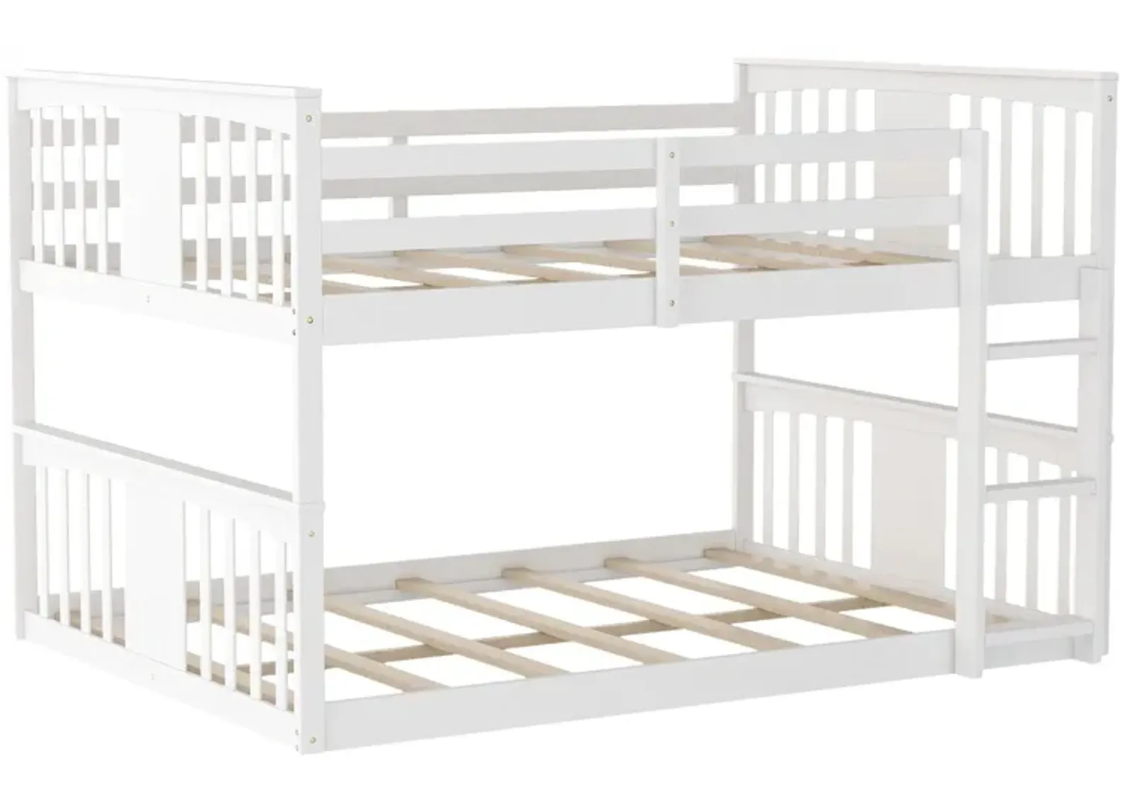 Full Over Full Classic Bunk Bed with Ladder - White