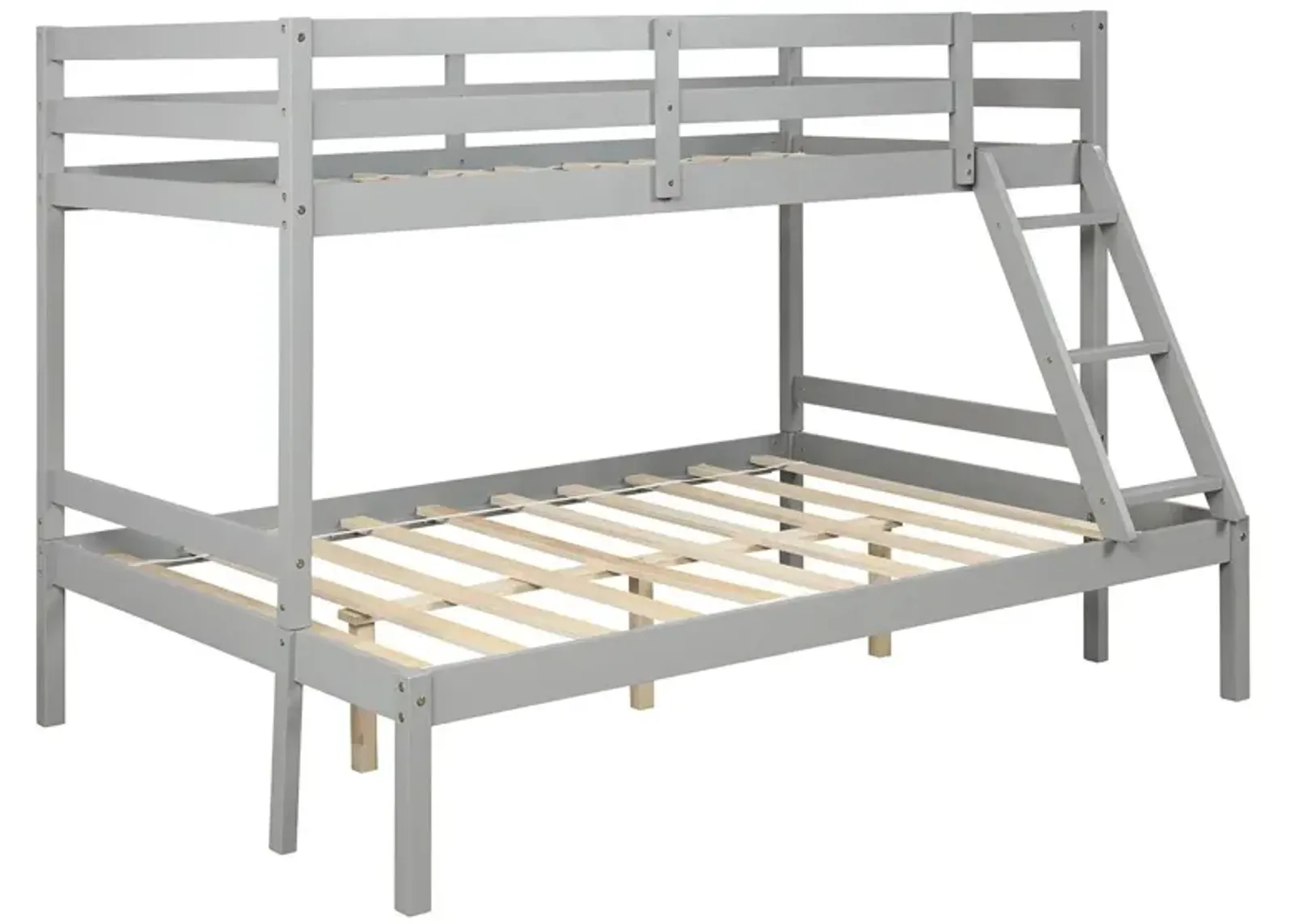 Twin Size Full Size Bunk Bed - Gray