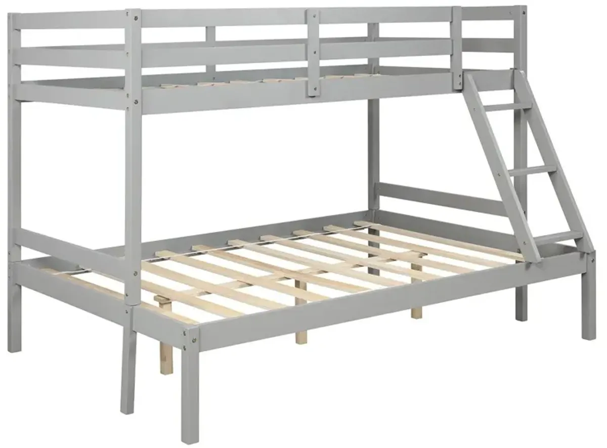 Twin Size Full Size Bunk Bed - Gray