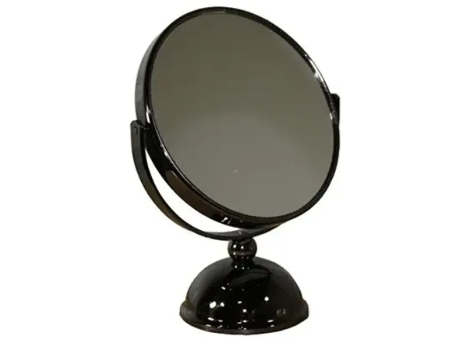 9" Round Metal Framed Makeup Shaving Tabletop Mirror - Black