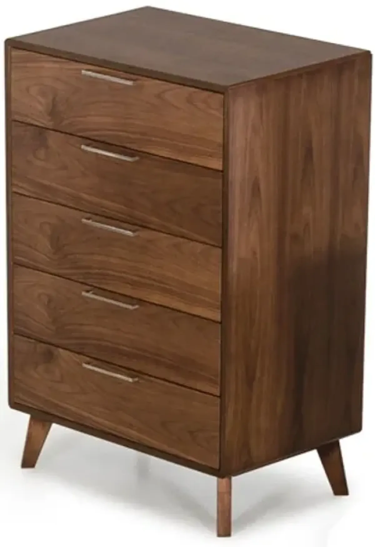 Solid Wood 5 Drawer Chest - Walnut