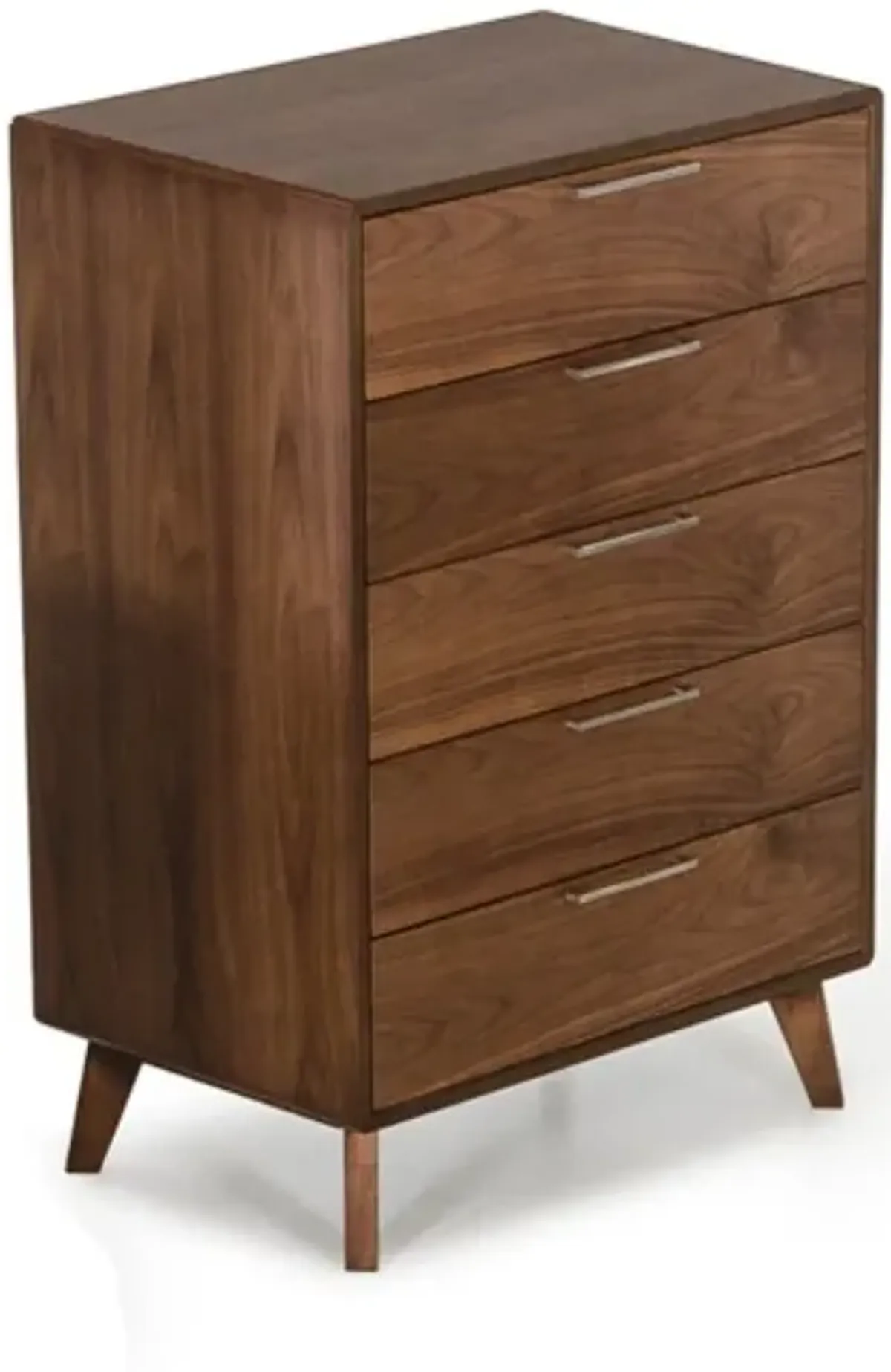 Solid Wood 5 Drawer Chest - Walnut