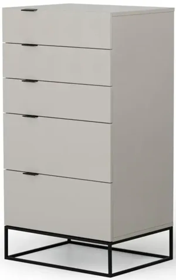 Manufactured Wood Five Drawer Chest - Gray