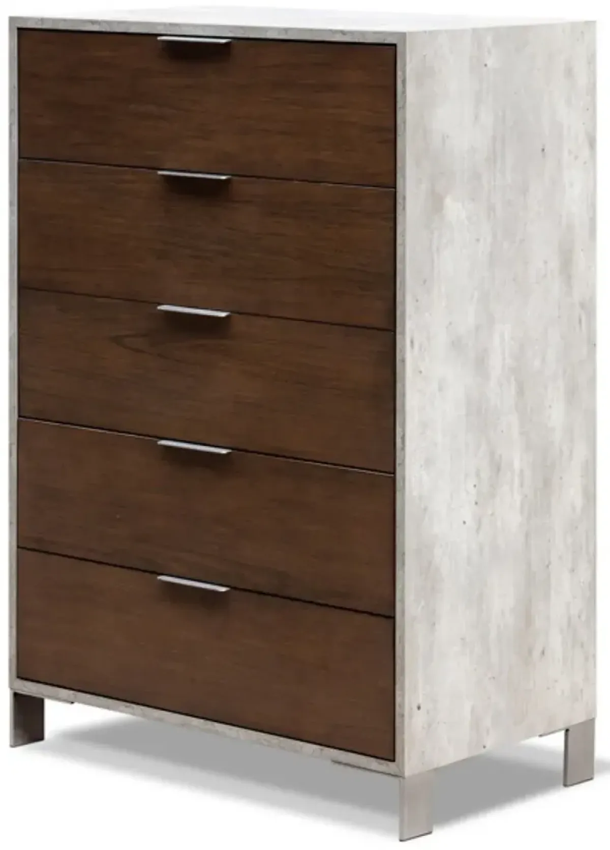 Five Drawer Chest - Dark Walnut And Gray