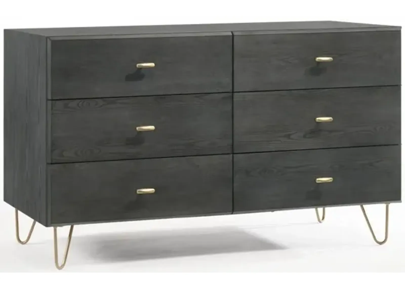 Six Drawer Double Dresser - Dark Gray