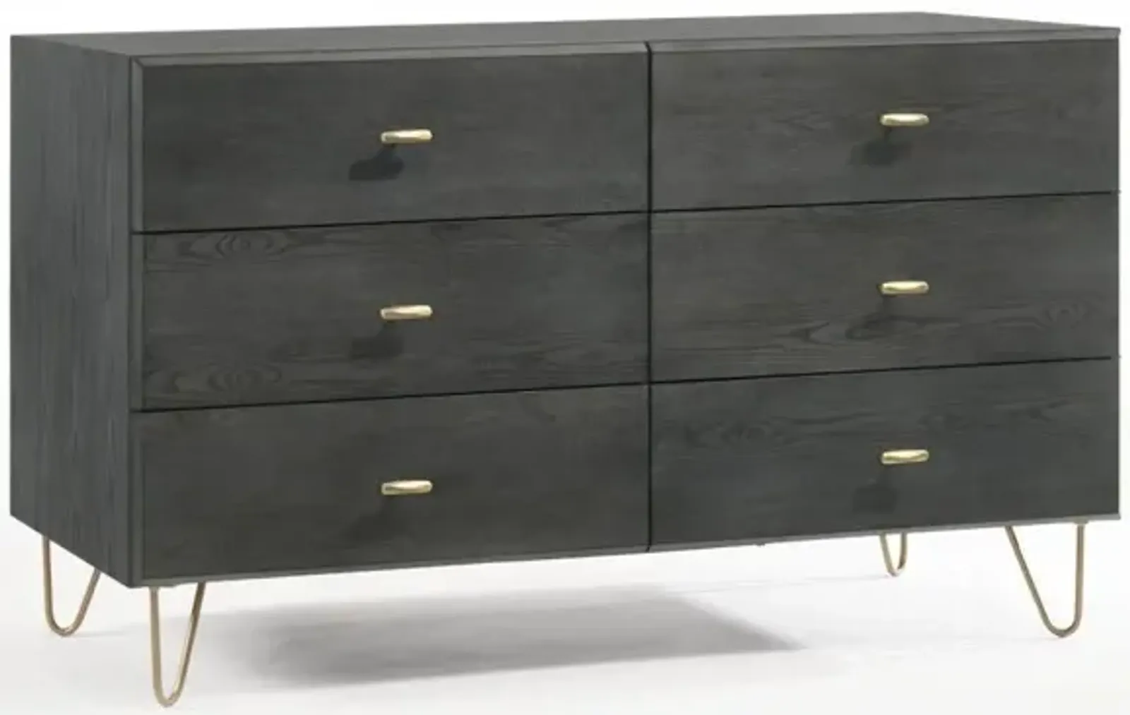 Six Drawer Double Dresser - Dark Gray