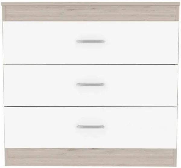 Three Drawer Dresser - Light Gray / White