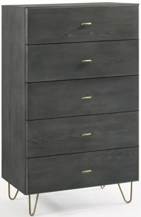 Manufactured Wood 5 Drawer Chest - Gray