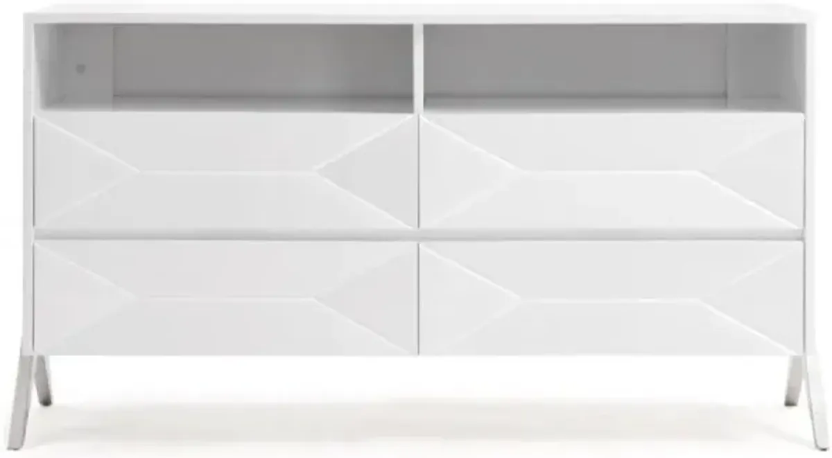 Four Drawer Double Dresser - White