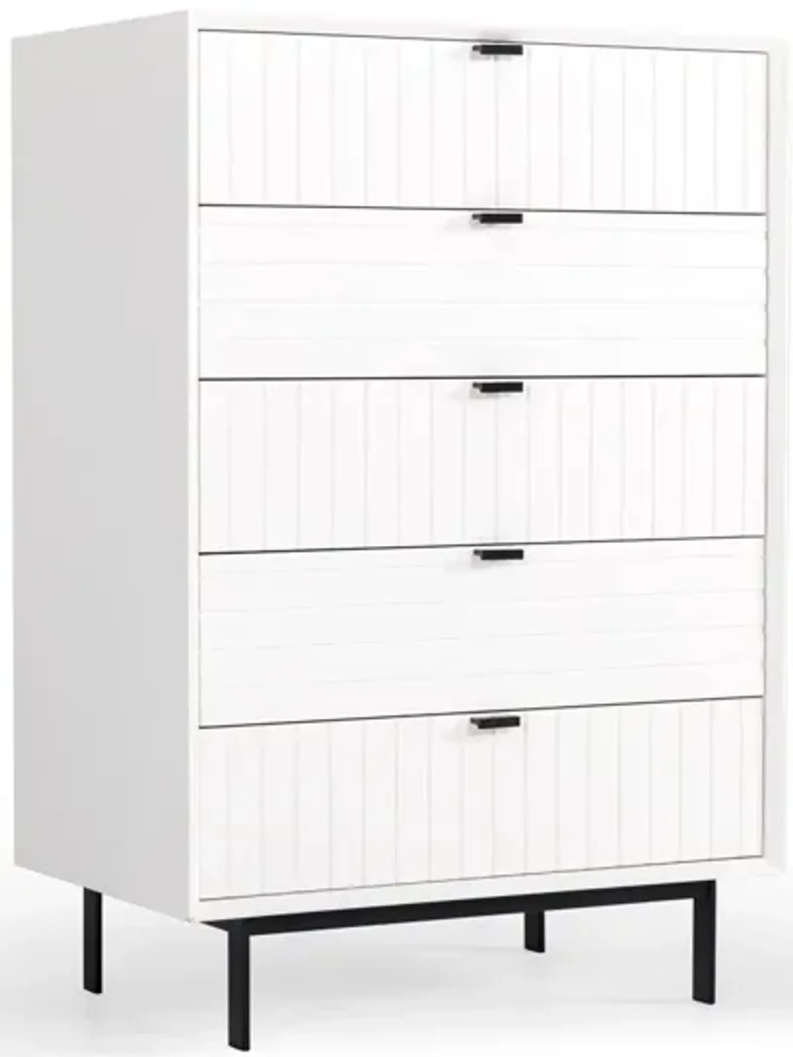 Solid Wooden Five Drawer Chest - White