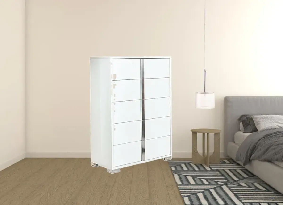 Five Drawer Accent Chest - White