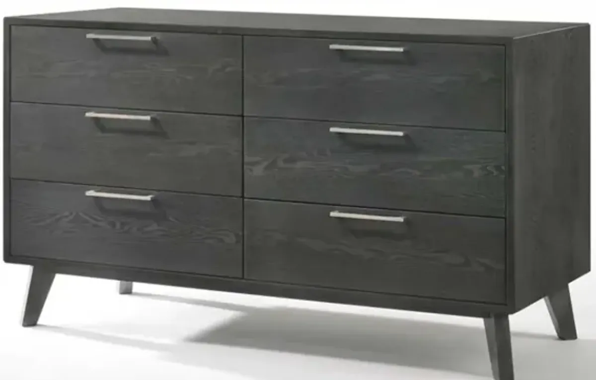 Solid Wood Six Drawer Double Dresser - Gray Wash