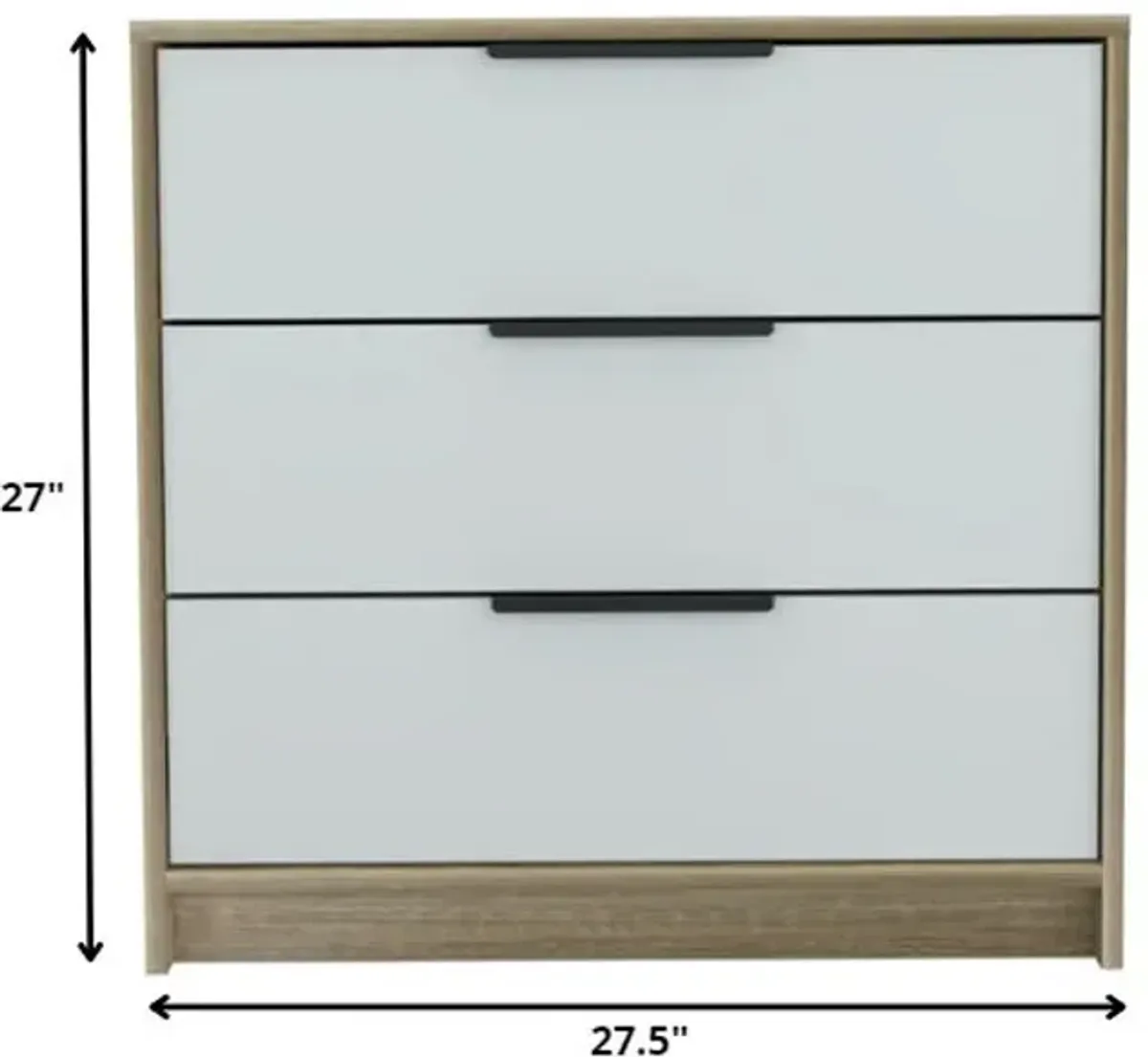 Three Drawer Dresser - Light Oak / White