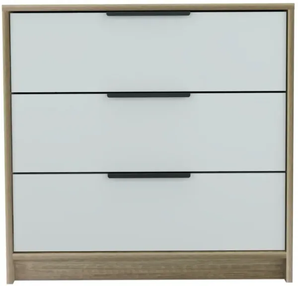 Three Drawer Dresser - Light Oak / White