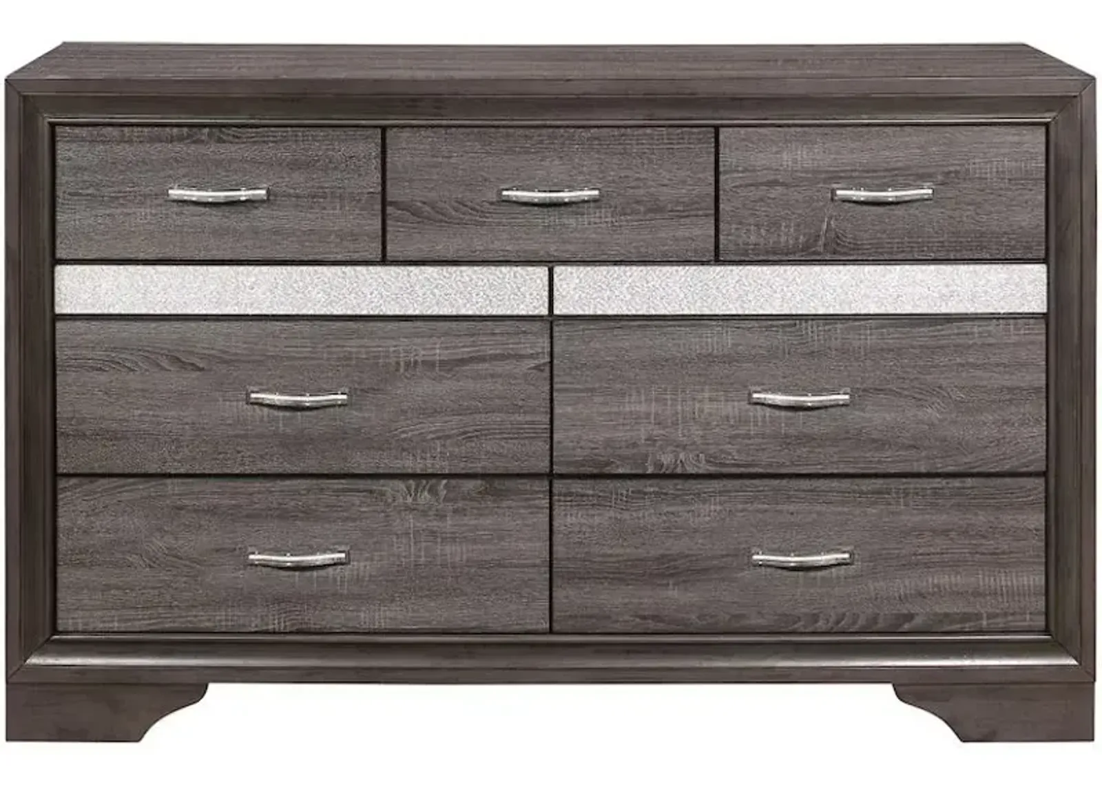 Wood Nine Drawer Double Dresser - Gray