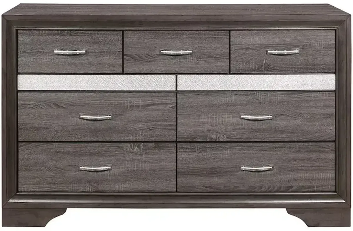 Wood Nine Drawer Double Dresser - Gray