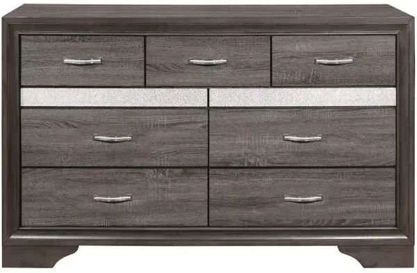 Wood Nine Drawer Double Dresser - Gray