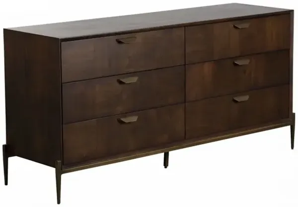 Six Drawer, Double Dresser - Dark Brown