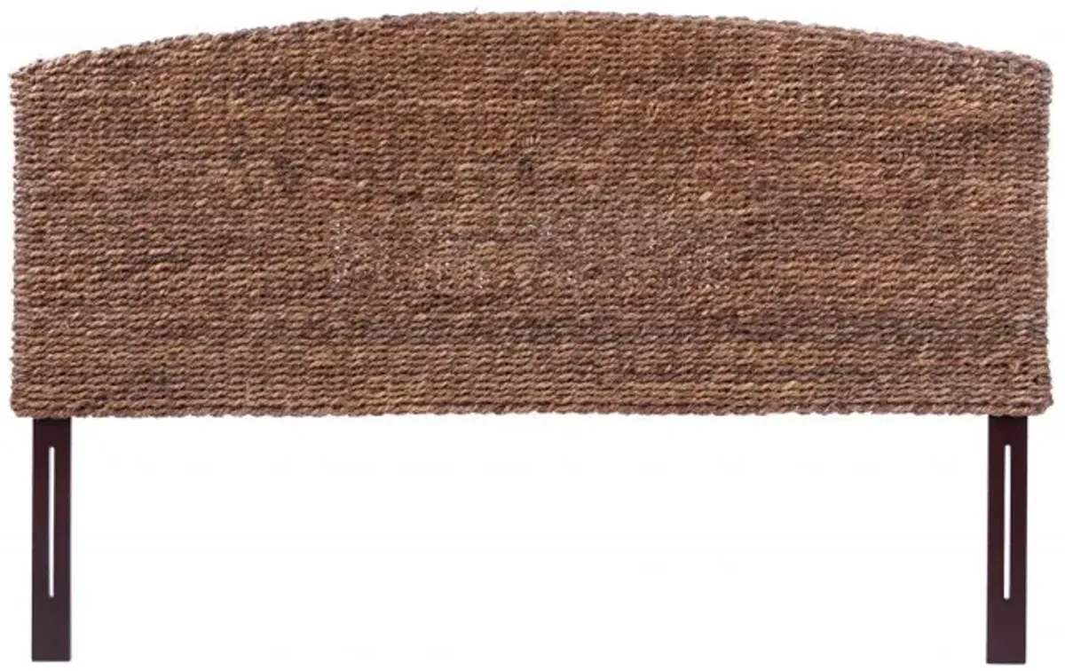 Woven Banana Leaf Curved King Size Headboard - Brown Natural / Rustic