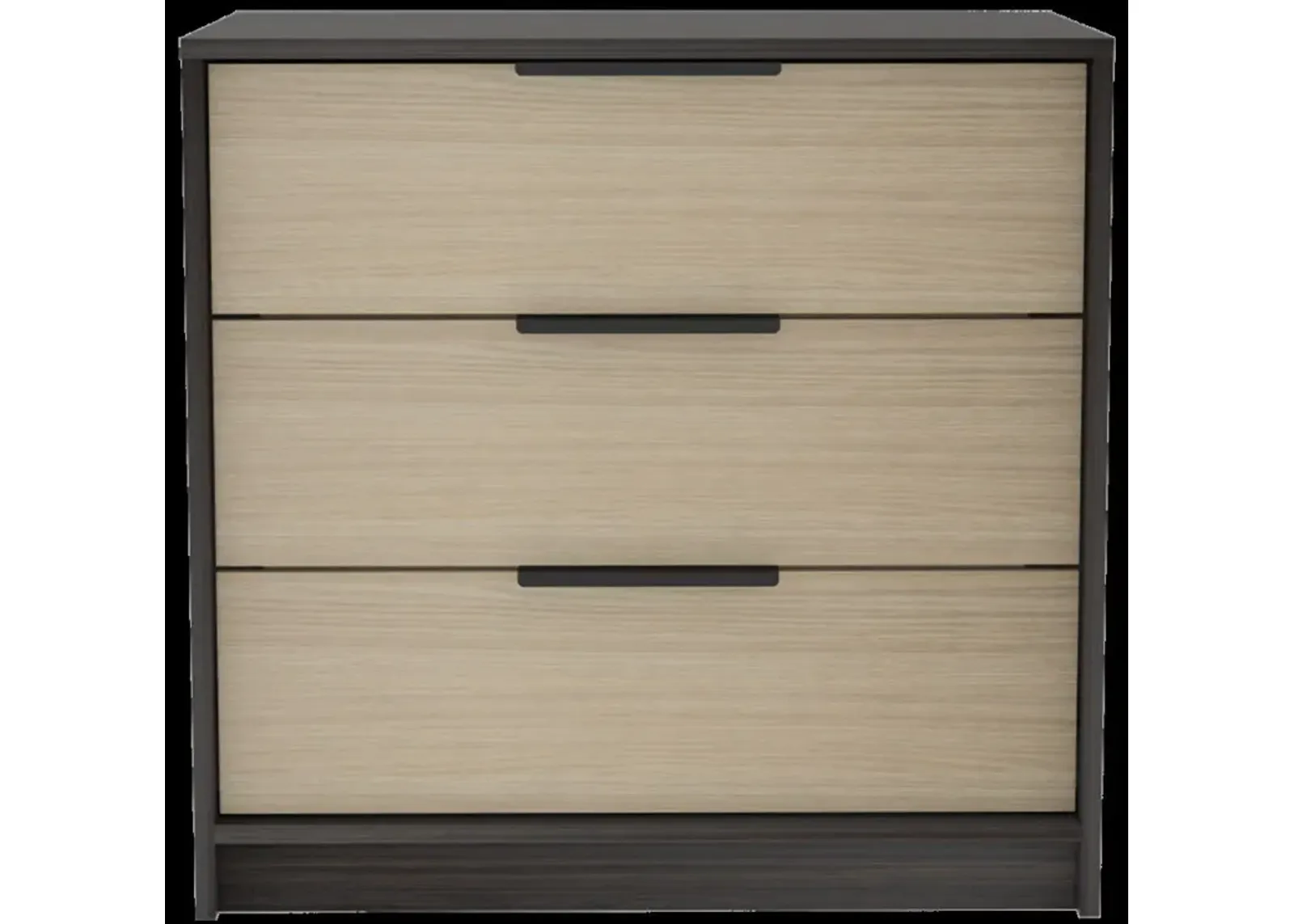 Three Drawer Dresser - Black / Light Oak