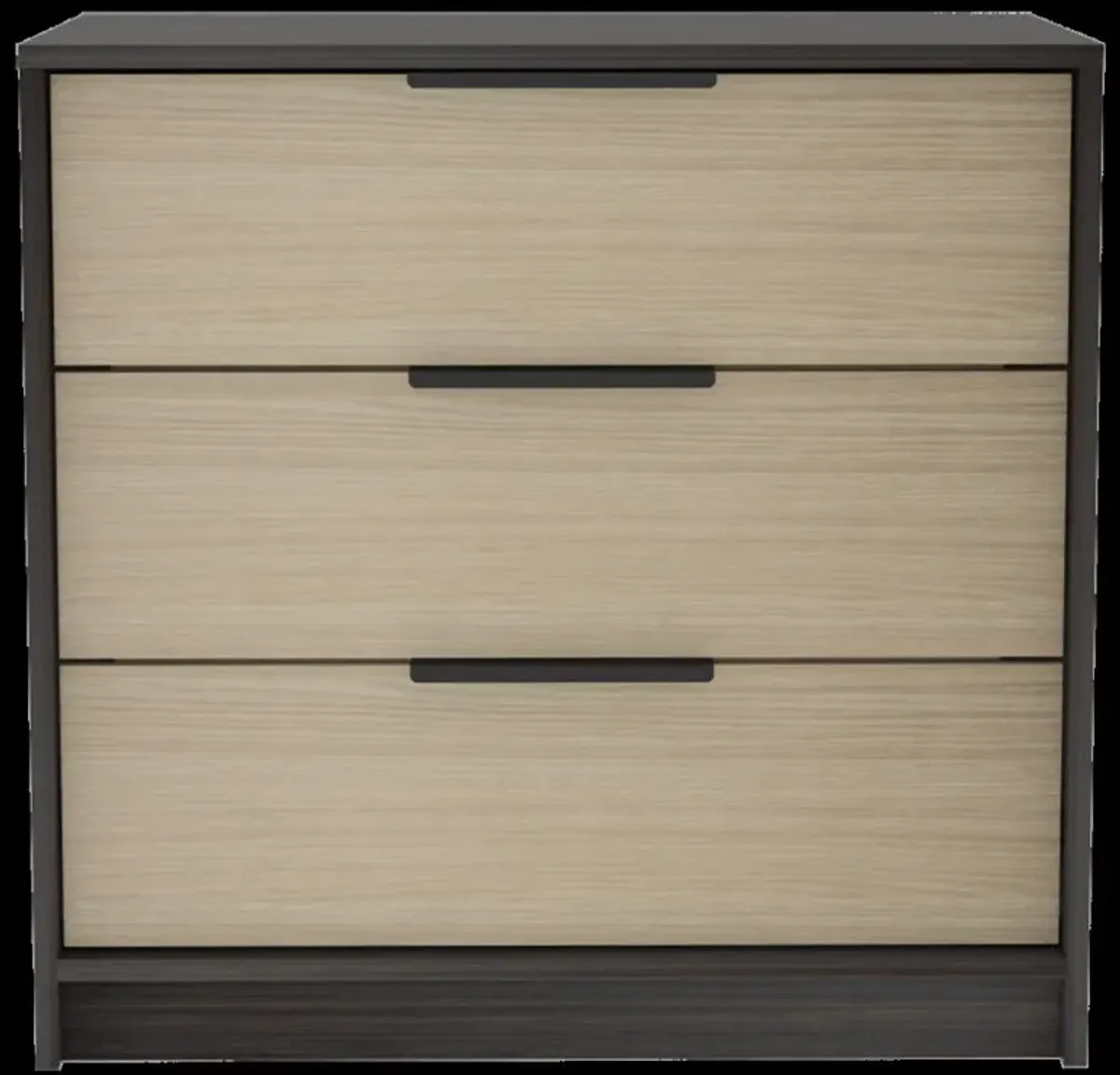 Three Drawer Dresser - Black / Light Oak