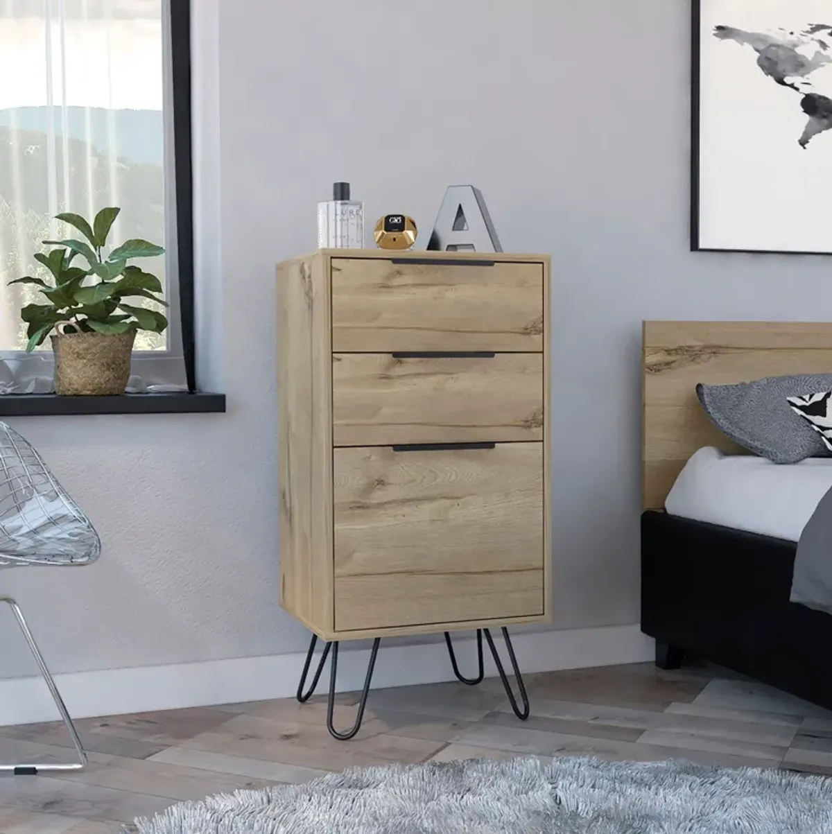 Three Drawer Chest - Brown / Black