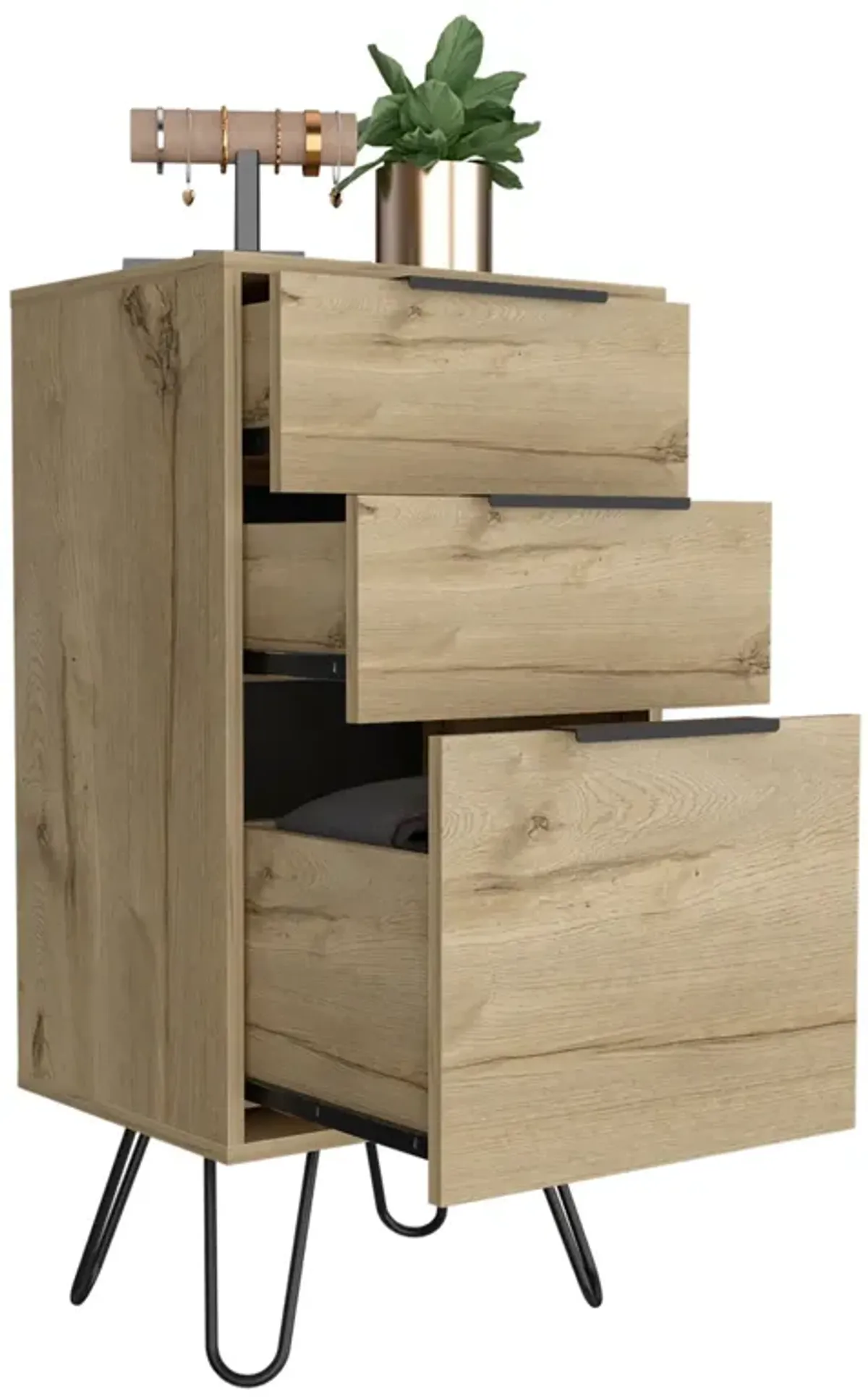 Three Drawer Chest - Brown / Black