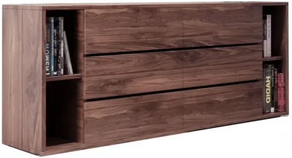 Wood Six Drawer, Double Dresser - Walnut