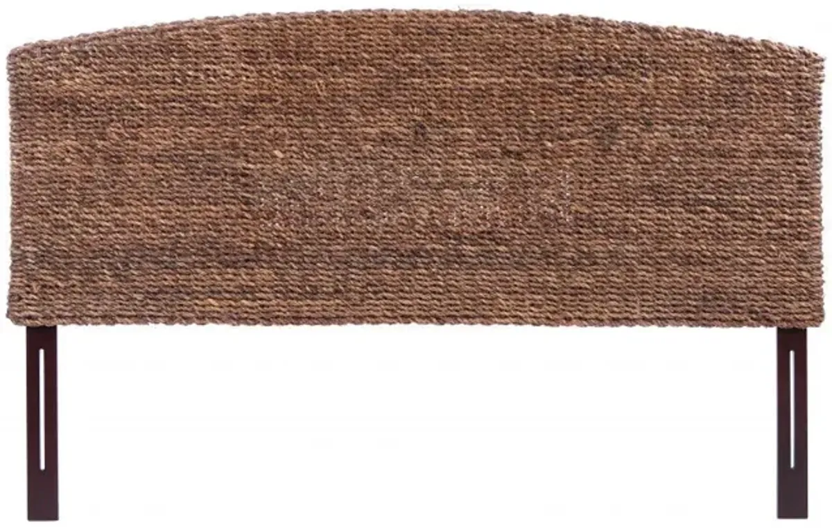 Woven Banana Leaf Curved Queen Size Headboard - Brown Natural / Rustic