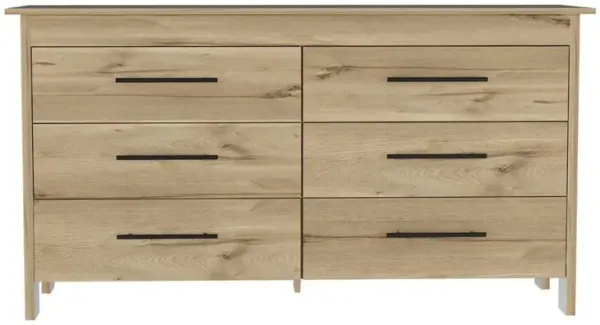 Four Drawer Double Dresser - Light Oak / White