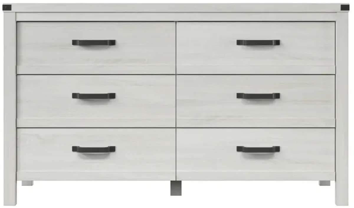 6 Drawer Double Wooden Dresser - White