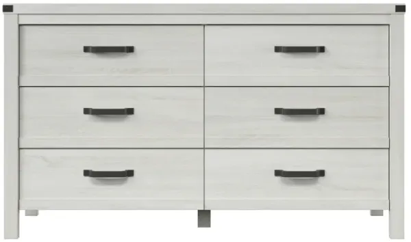 6 Drawer Double Wooden Dresser - White