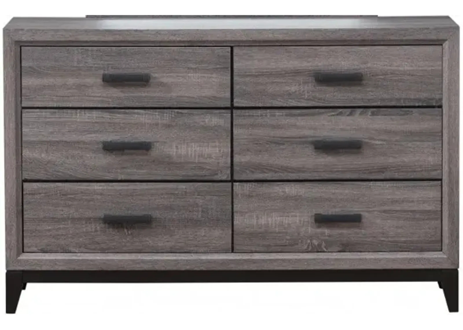 Solid Wood, Six Drawer Double Dresser - Gray